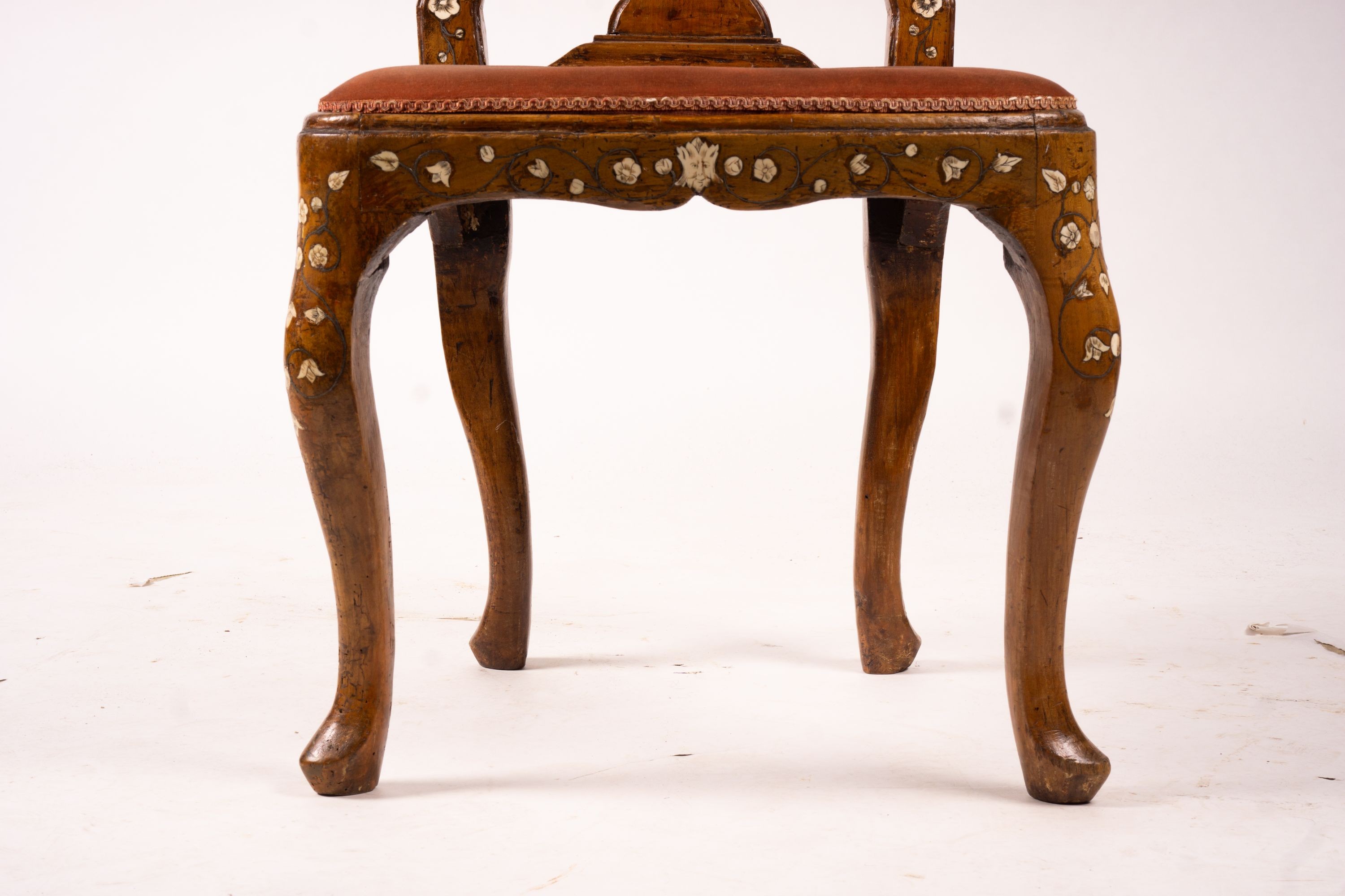 An 18th century ivory inlaid side chair